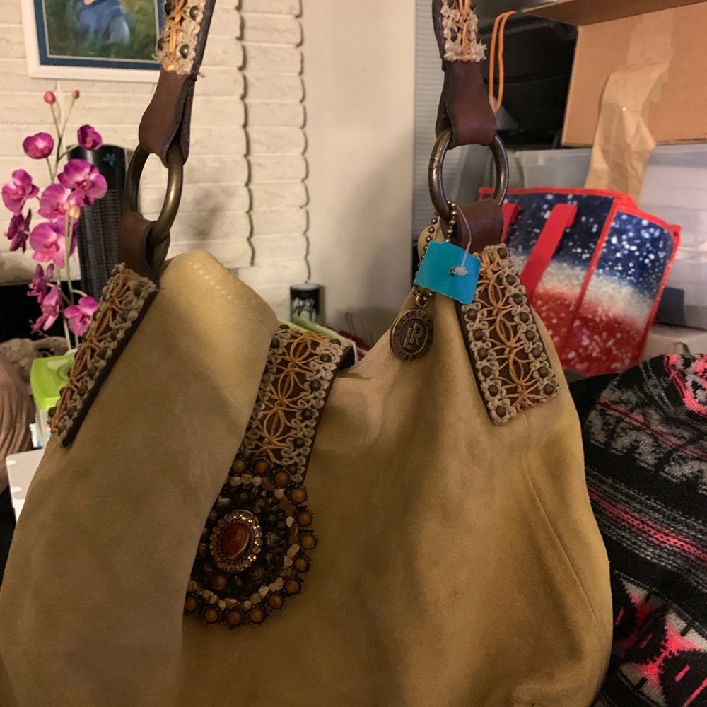 Small suede jeweled Leatherick bag